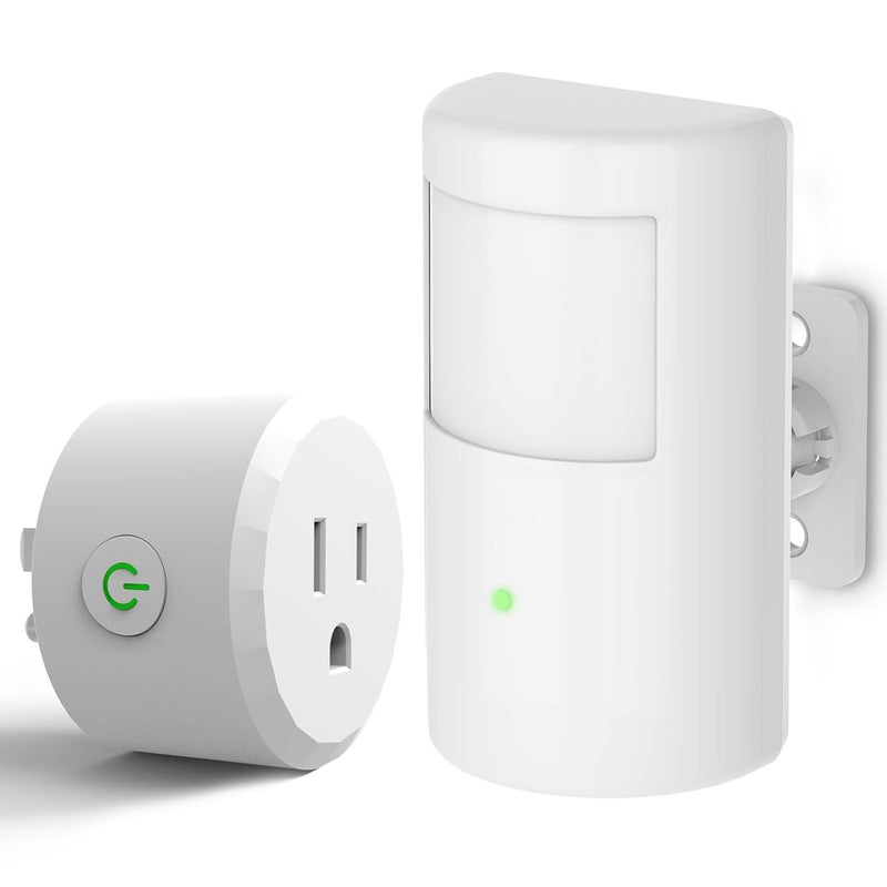 ASOFTY Motion Sensor Switch with Outlet, PIR Wireless Motion Sensor Plug with Light Sensor, Adjustable Sensitivity, IP54 Waterproof, Auto Activated Lights and Devices for Indoor/Outdoor - Image 1